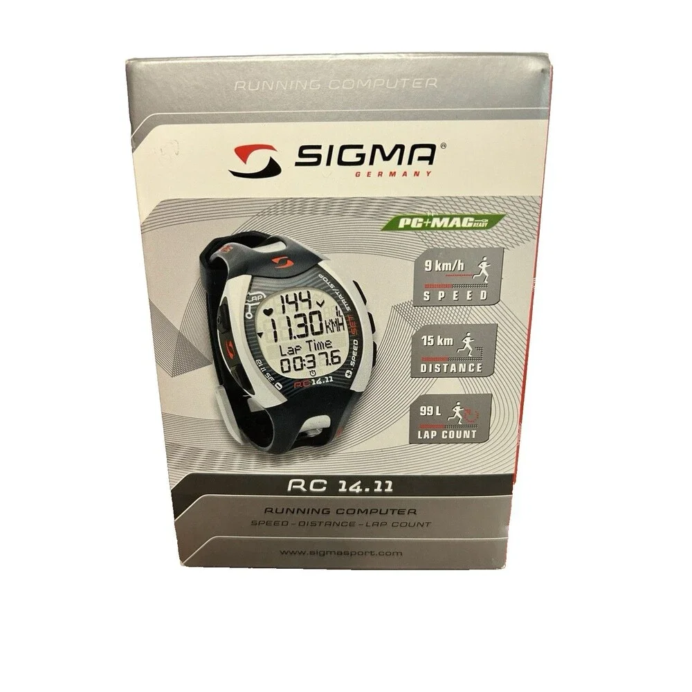 Sigma RC 14.11 Running Computer Kit Grey Tracks Avg Speed, Heart Rate +More NIB